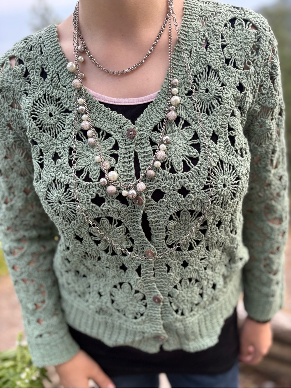 Three Strand 90s Silver Tone Long Neclace